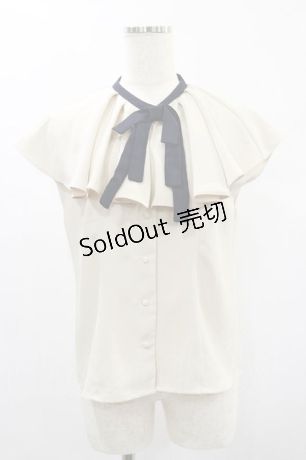 画像1: an another angelus / バイカラータイ付き2wayケープブラウス Free IVORY/NAVY H-24-11-21-044-CA-BL-NS-ZH (1)