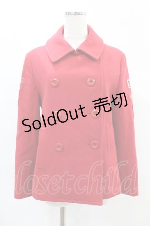 画像: Jane Marple / ワッペン刺繍ショートコート  赤 H-24-11-22-1038-JM-CO-KB-ZT-C042
