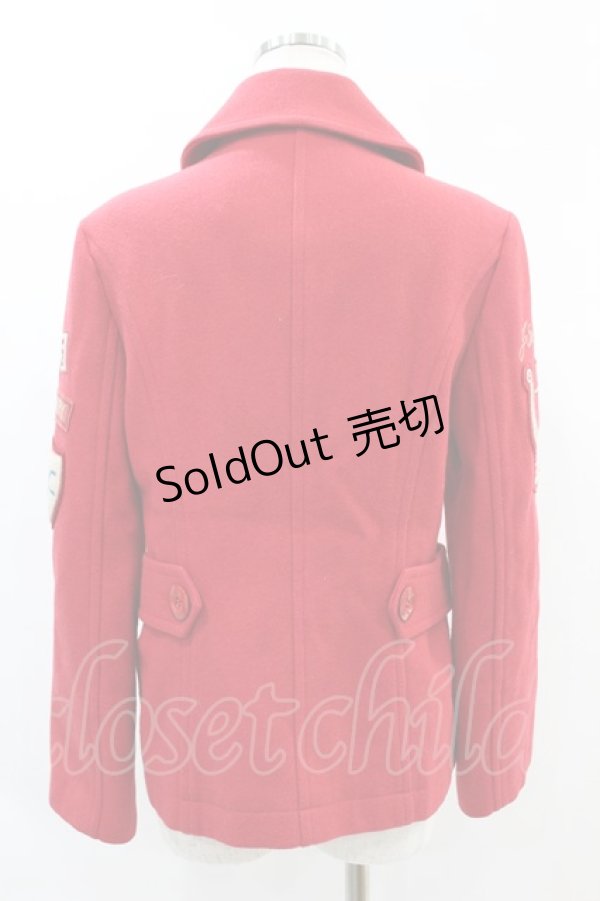 画像2: Jane Marple / ワッペン刺繍ショートコート  赤 H-24-11-22-1038-JM-CO-KB-ZT-C042 (2)