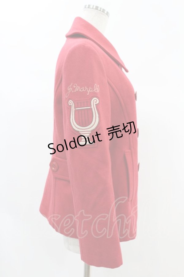 画像3: Jane Marple / ワッペン刺繍ショートコート  赤 H-24-11-22-1038-JM-CO-KB-ZT-C042 (3)