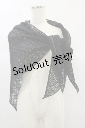 画像: Na+H / 編み上げストール【三角形】  黒 H-24-11-23-014-PU-ZA-KB-ZH