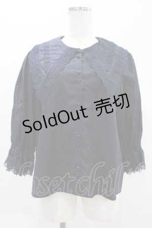 画像: Perla nell' ostrica / コットンパフブラウス M ネイビー H-24-11-24-1043-EL-BL-NS-ZH