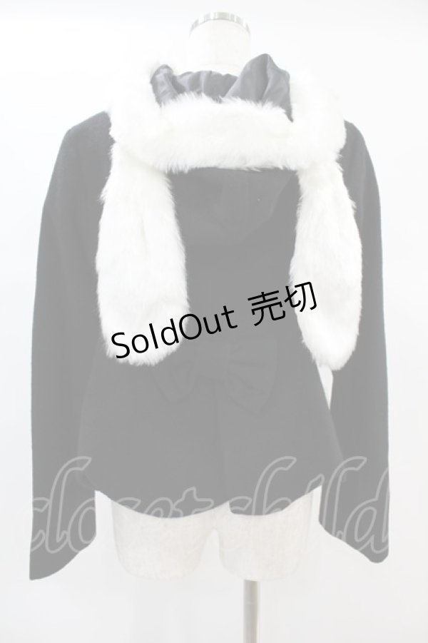 画像2: MAM MAXICIMAM /  マジカルポンポンうさちゃんショートコート Free ブラック H-24-11-24-1017-0-CO-NS-ZT-C045 (2)