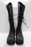 画像1: Demonia / RANGER302　厚底ロングブーツ M5（約24.1cm） ブラック H-24-11-25-010-PU-SH-KB-ZT387 (1)