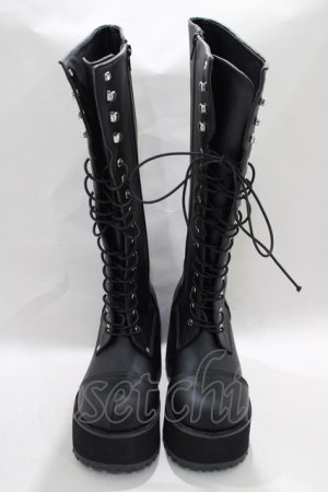 画像: Demonia / RANGER302　厚底ロングブーツ M5（約24.1cm） ブラック H-24-11-25-010-PU-SH-KB-ZT387