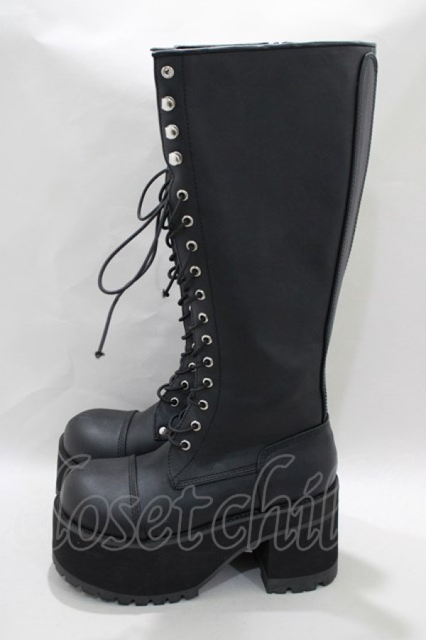 画像2: Demonia / RANGER302　厚底ロングブーツ M5（約24.1cm） ブラック H-24-11-25-010-PU-SH-KB-ZT387 (2)