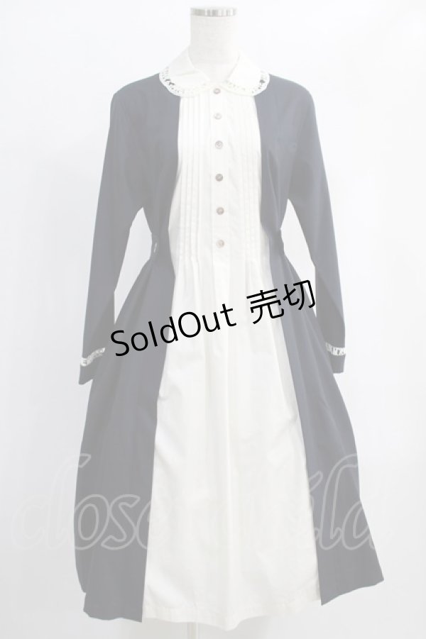 画像1: Jane Marple / Logo lace collar dormitory dress  ネイビー H-24-11-25-016-JM-OP-KB-ZH (1)
