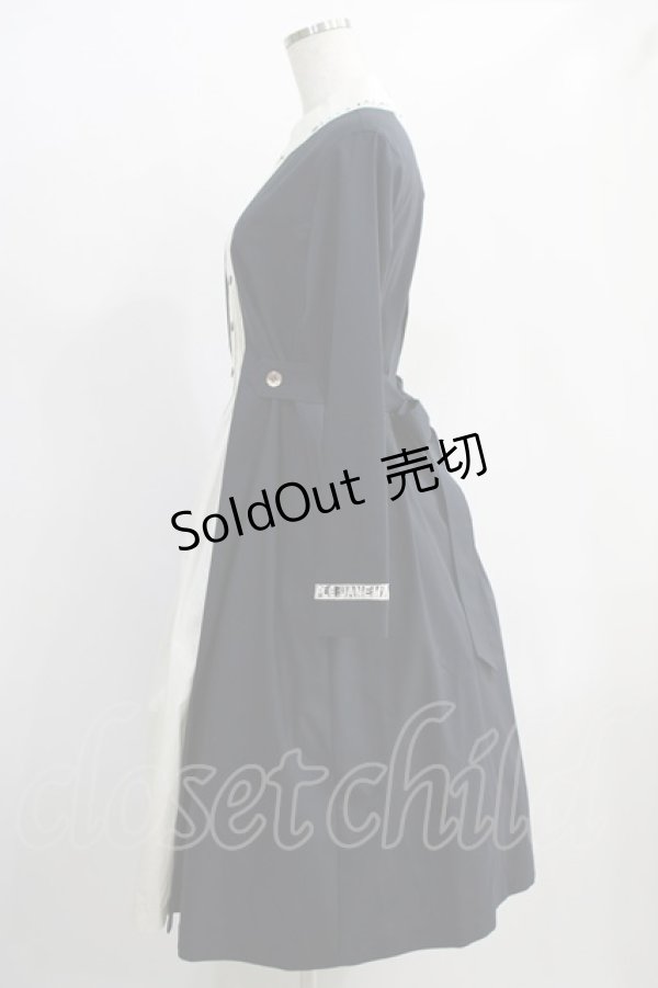 画像2: Jane Marple / Logo lace collar dormitory dress  ネイビー H-24-11-25-016-JM-OP-KB-ZH (2)