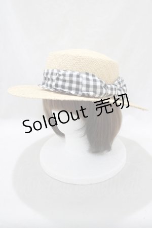 画像: axes femme POETIQUE / リボン付きカンカン帽  ナチュラル/ブラックギンガム H-24-11-27-016-AX-AC-NS-ZT-K007