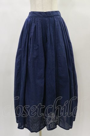 画像: axes femme / 縦切り替え刺繍スカート M ネイビー H-24-12-01-051-AX-SK-NS-ZH
