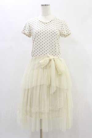 画像: axes femme / ドット×チュールカットワンピース M オフ H-24-12-01-056-AX-SK-NS-ZH
