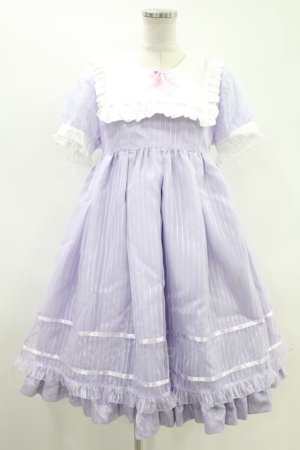 画像: Angelic Pretty / Stripeステラ半袖ワンピース Free ラベンダー H-24-12-01-087-AP-OP-NS-ZH