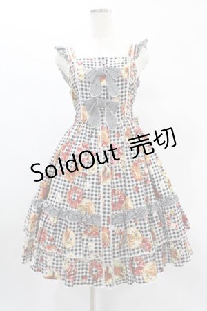 画像: metamorphose / Gingham fruits tart フリルジャンパースカート サイズ1（通常サイズ） ブラック H-24-12-02-1046-ME-OP-NS-ZH