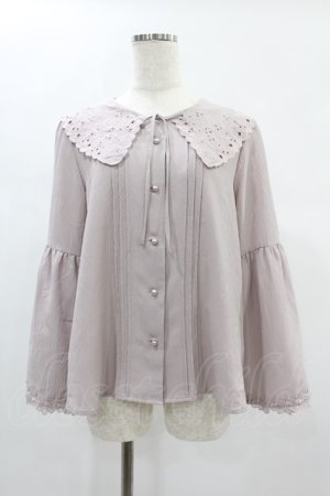 画像: axes femme / 刺繍入りビッグカラーブラウス M ピンク H-24-12-02-1005-AX-BL-NS-ZH