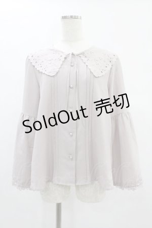 画像: axes femme / 刺繍入りビッグカラーブラウス M ピンク H-24-12-02-1005-AX-BL-NS-ZH