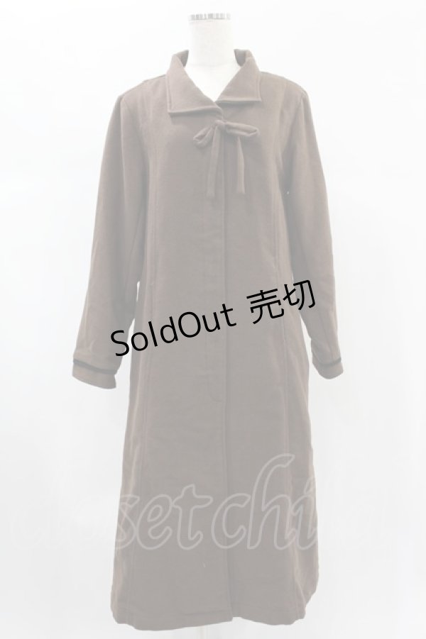 画像1: merry jenny / リボンAラインロングコート Free ブラウン H-24-12-02-1019-LO-CO-NS-ZT-C004 (1)