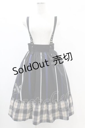 画像: NieR Clothing / SUSPENDER×ベルト装飾付きブロッキングスカート  黒 H-24-12-03-1038-PU-SK-KB-ZH
