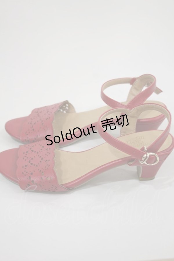 画像2: an another angelus / トーションレースカットワークサンダル S レッド H-24-12-03-080-CA-SH-NS-ZH (2)