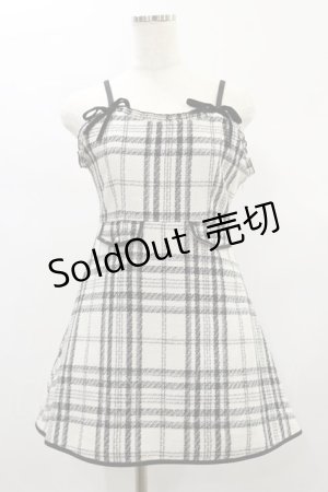 画像: evelyn / 細リボンチェックミニワンピース Free ホワイト H-24-12-07-057-LO-OP-NS-ZH