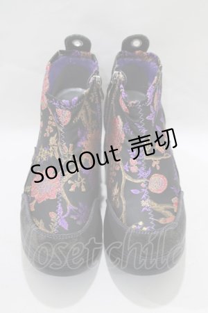 画像: YOSUKE / 厚底スニーカー 23.5 ジャガードコンビ黒 H-24-12-08-009-PU-SH-KB-ZH