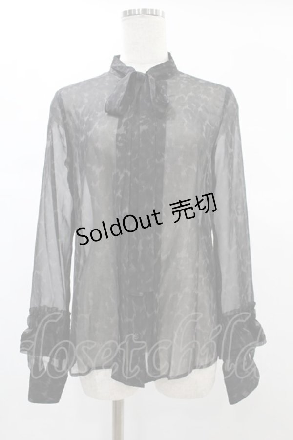 画像1: HYSTERIC GLAMOUR / ボウカラーレオパードブラウス  黒 H-24-12-10-036-PU-BL-KB-ZT099 (1)