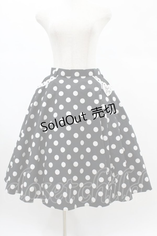画像1: Angelic Pretty / Milkshakeドットサーキュラースカート Free ブラック H-24-12-10-1041-AP-SK-NS-ZH (1)