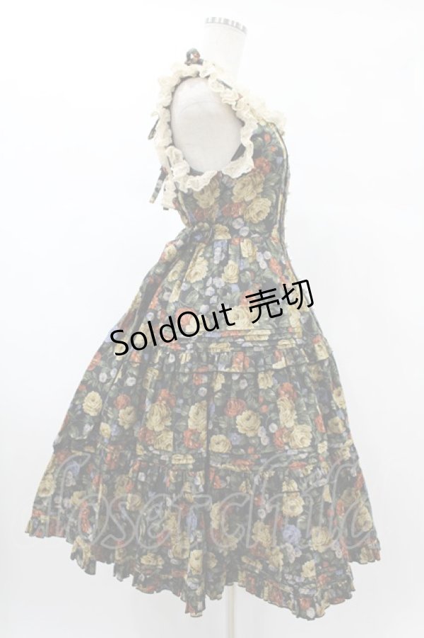 画像3: metamorphose / お花柄ピンタックティアードジャンパースカート Free ブラック H-24-12-10-1031-ME-OP-NS-ZH (3)