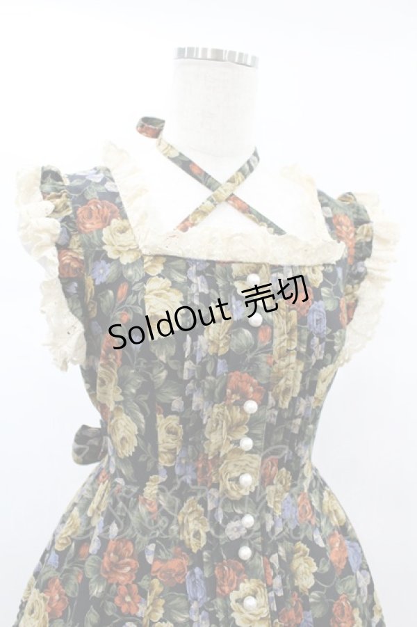 画像4: metamorphose / お花柄ピンタックティアードジャンパースカート Free ブラック H-24-12-10-1031-ME-OP-NS-ZH (4)