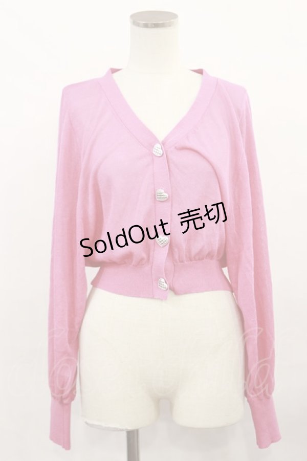 画像1: DearMyLoveRose / ハートボタンシアーカーディガン ML ピンク H-24-12-11-1030-EL-TO-NS-ZH (1)