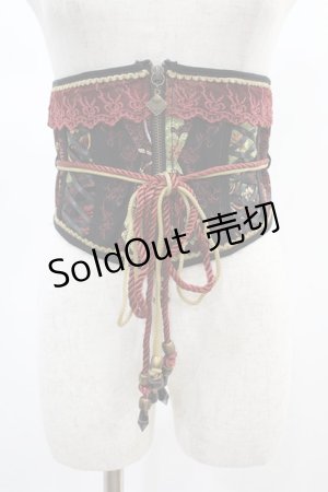 画像: Ozz oneste / ジャガードショートコルセット  黒×赤 H-24-12-12-004-OO-ZA-KB-ZH