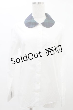画像: Jane Marple / チェックカラーのシャツブラウス  白×グリーンチェック H-24-12-12-1027-JM-BL-KB-ZH