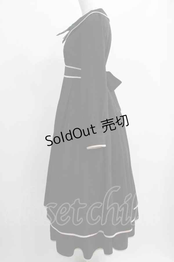 画像2: Amavel / Classical Ladyパイピングワンピース Free ブラック H-24-12-13-050-CA-OP-NS-ZH (2)