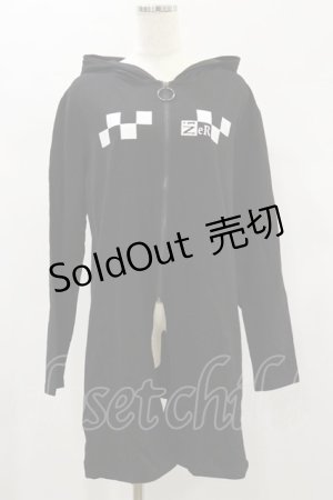 画像: NieR Clothing / ZIP UPロングパーカー  黒 H-24-12-16-048-PU-TO-KB-ZH