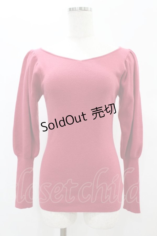 画像1: an another angelus / ハートネックボリュームスリーブニット Free ピンク H-24-12-20-056-CA-TO-NS-ZH (1)