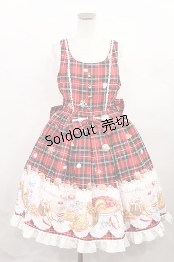 画像1: metamorphose / もりのパティシエ ファー襟ジャンパースカート サイズ1 レッド H-24-12-20-2001-ME-OP-NS-ZH (1)