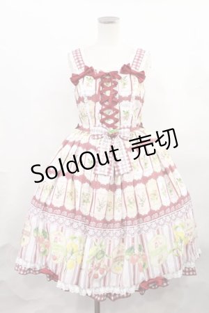 画像: metamorphose / vintage fruitバッスルジャンパースカート Free えんじ H-24-12-20-2004-ME-OP-NS-ZH
