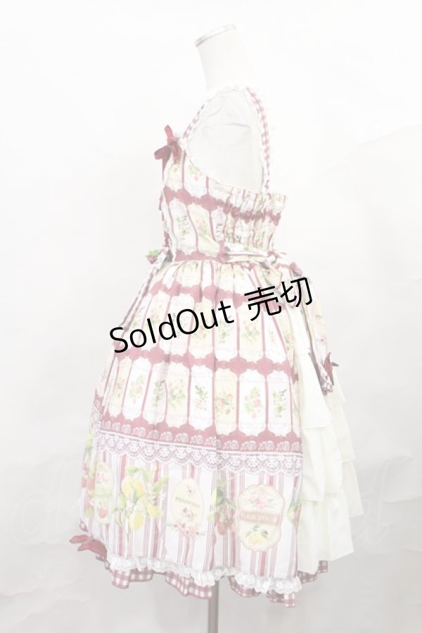 画像2: metamorphose / vintage fruitバッスルジャンパースカート Free えんじ H-24-12-20-2004-ME-OP-NS-ZH (2)