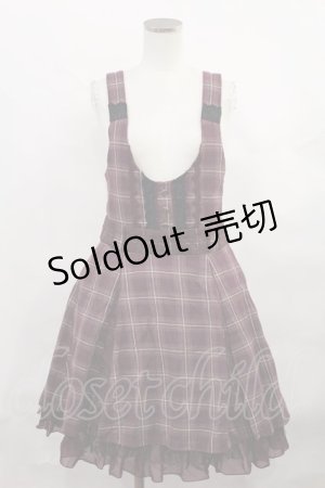 画像: axes femme / チェックジャンパースカート M ワイン H-24-12-20-2007-AX-OP-NS-ZH