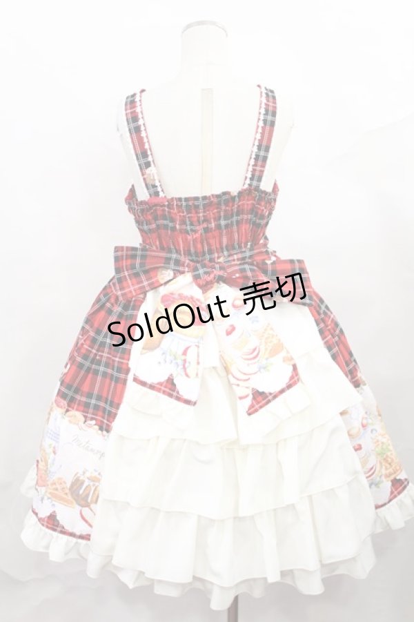 画像3: metamorphose / もりのパティシエ ファー襟ジャンパースカート サイズ1 レッド H-24-12-20-2001-ME-OP-NS-ZH (3)