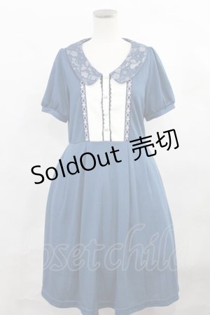 画像: axes femme POETIQUE / レース襟カットワンピース M ブルー H-24-12-20-2009-AX-OP-NS-ZH