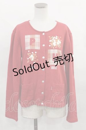 画像: PINK HOUSE / ワッペンカーディガン M レッド H-24-12-20-2025-LO-BL-NS-ZH