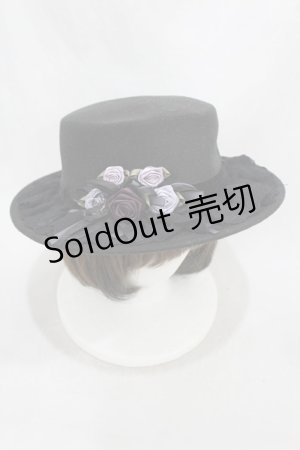 画像: axes femme / 巻きバラブーケポークパイ  ブラック H-24-12-22-1040-AX-AC-NS-ZH