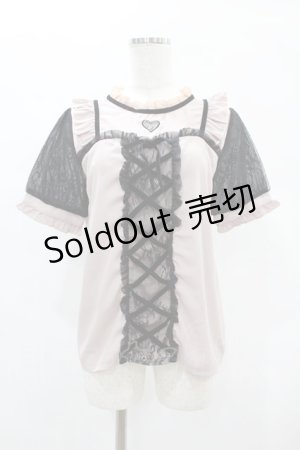 画像: LIZ LISA / ハートパールカットワークトップス Free ピンク/ブラック H-24-12-22-1010-LO-TO-NS-ZH