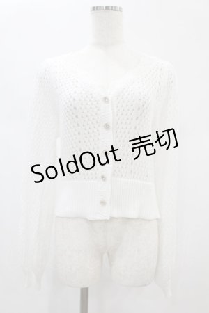 画像: axes femme POETIQUE / 透かし編みショートニットカーデ M 白 H-24-12-24-1062-AX-TO-NS-ZH