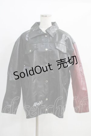 画像: NieR Clothing / フェイクレザージャケット  黒×赤 H-24-12-26-033-PU-JA-KB-ZH