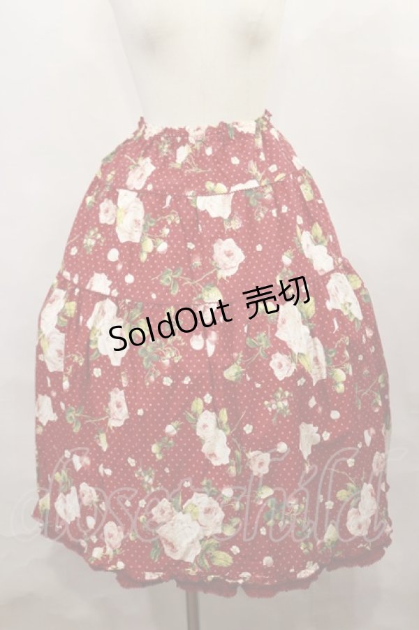 画像1: PINK HOUSE / Berry Roseプリントミディスカート Free レッド H-24-12-27-1001-LO-SK-NS-ZH (1)