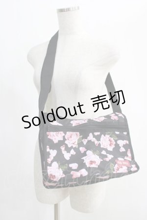 画像: PINK HOUSE / ローズ柄ショルダーバッグ  ブラック H-24-12-29-1032-LO-BG-NS-ZH