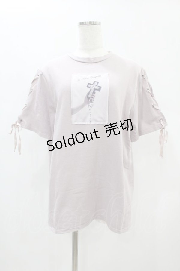 画像1: EATME / レースアップスリーブグラフィックTシャツ Free ピンク H-25-01-03-1054-LO-TS-NS-ZH (1)