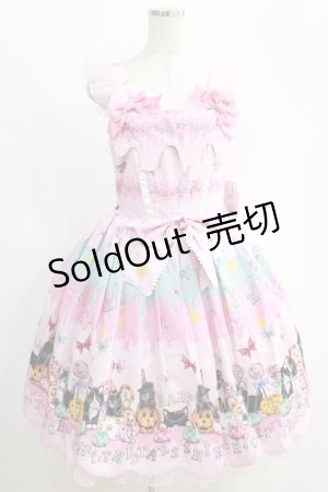 画像: BABY,THE STARS SHINE BRIGHT / Soiree Au Chat Noir柄スカラップジャンパースカート Free ピンク H-25-01-04-013-BA-OP-NS-ZH