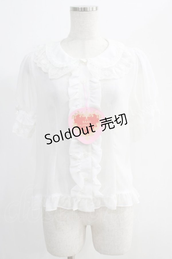 画像1: BABY,THE STARS SHINE BRIGHT / お花レースの半袖シフォンブラウス Free オフ H-25-01-05-1051-BA-BL-NS-ZH (1)